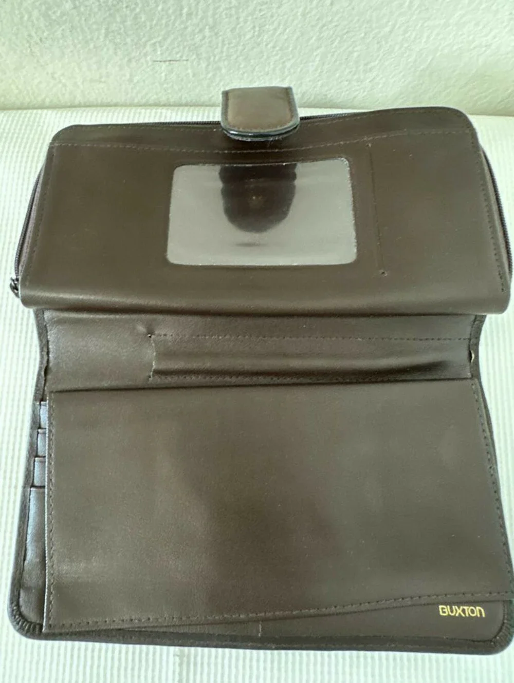 Buxton Leather Checkbook Keeper Wallet Velvet Tough Cowhide Exterior